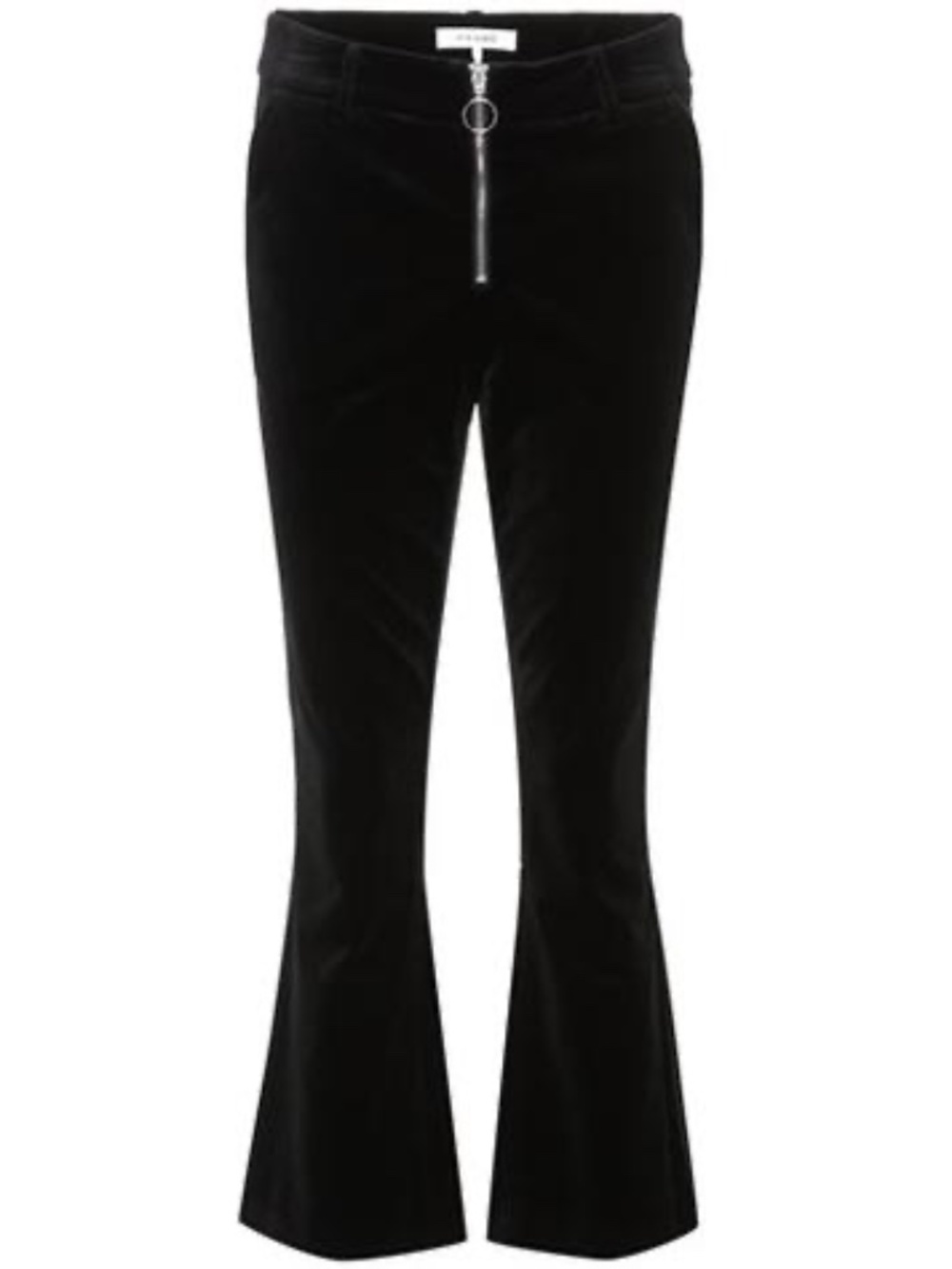 FRAME Velvet O-Ring Zip Cropped Flare Pants Black Size 0